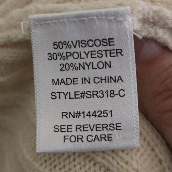 Sincerely Jules Cream Ribbed Knit Pull On Cozy Pants Size XL All Season Comfort - Picture 5 of 5